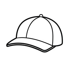 Cap mockup with blank design vector line art on white background
