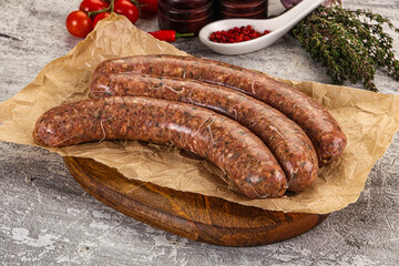 Raw beef and lamb sausages