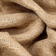 Close Up of Brown Burlap Texture Showing Rough Weave and Fibrous Material