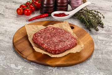 Raw beef burger cutlet for grill