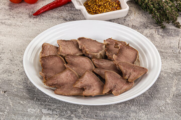 Sliced boiled pork tongue snack