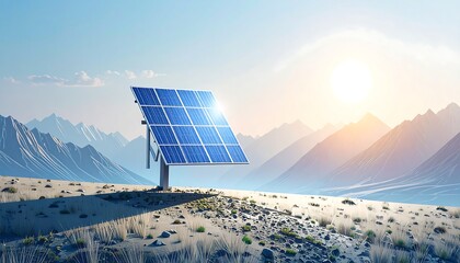 Solar panel on a desert mountainside