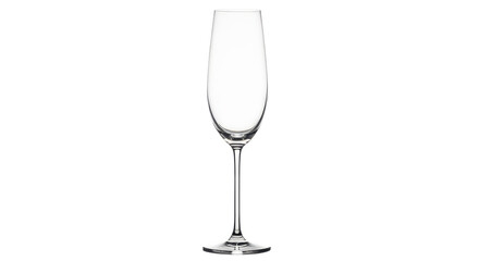 Elegant empty champagne flute glass for celebration isolated PNG with Transparent Background