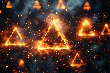 Fiery Triangle Abstract Background. (1)