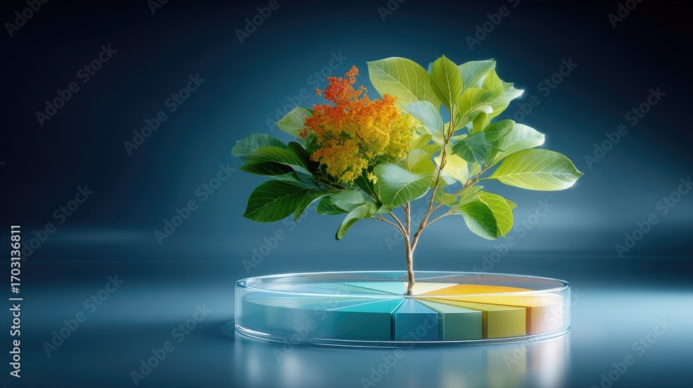 Aufkleber a glowing tree with branches representing different strategic priorities and leaves showing performa