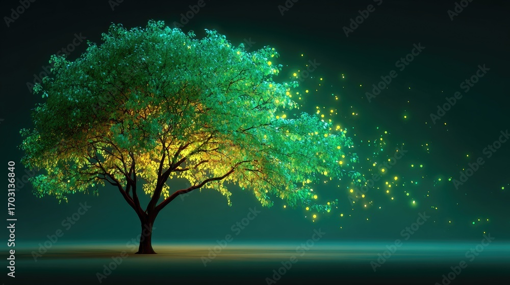 Aufkleber a glowing tree with branches representing different strategic priorities and leaves showing performa