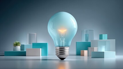 A lightbulb surrounded by floating strategic frameworks and planning models, symbolizing innovative goal-setting