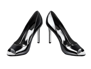 Sleek metallic peep toe stiletto heels isolated on a transparent background shoes footwear