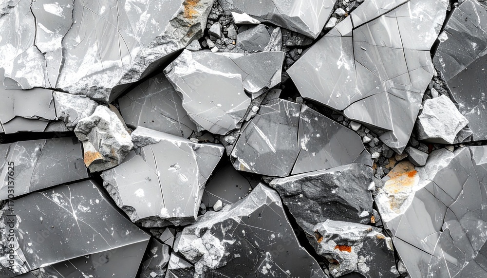 Poster abstract close up of broken gray stone texture background with sharp edges