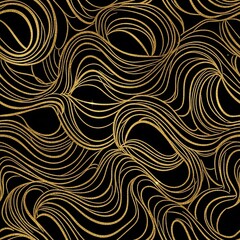 Fototapeta premium A sophisticated pattern showcases swirling lines of gold glitter on a dark background, creating an elegant and luxurious design.