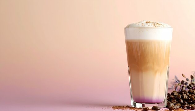 Latte in Glass with Gradient Background