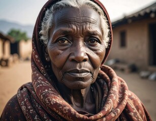 Elderly woman portrait in traditional attire