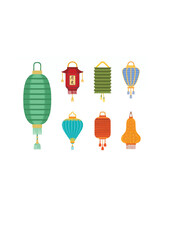 Chinese lantern light paper holiday celebrate asian graphic celebration lamp vector.ai
