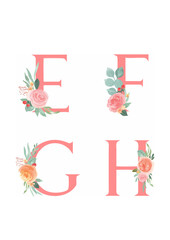 Pink Floral Alphabet Set Vector.ai