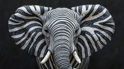 elephant with a pattern of zebra