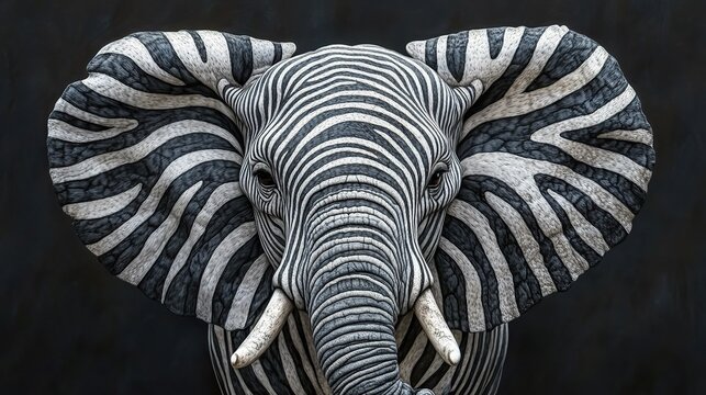 elephant with a pattern of zebra