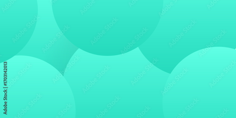 Poster abstract turquoise background with overlapping circle shapes.