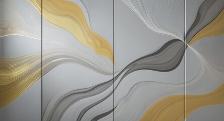 Abstract Gold and Gray Swirling Wave Art Print, Modern Wall Decor, Luxury Interior Design, Elegant Fluid Painting Texture