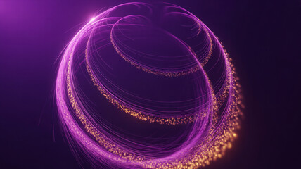 Dynamic abstract glowing particles swirl with vibrant purple energy trails
