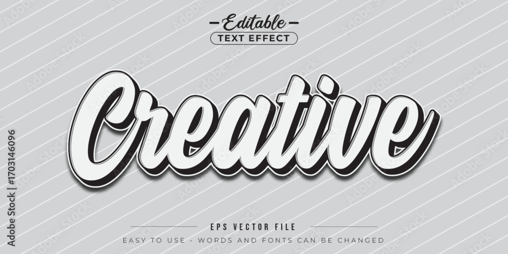 Poster creative text style, editable text effect.