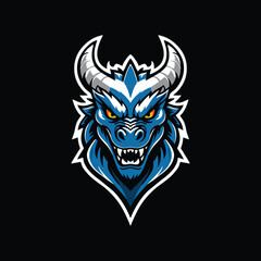 Blue dragon logo vector design art illustration