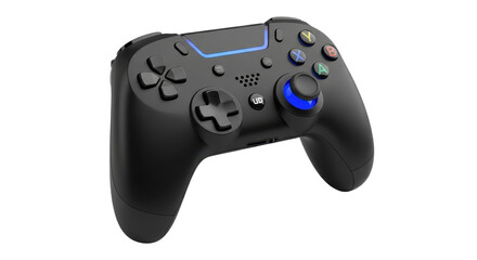 Black wireless gamepad controller for video gaming isolated PNG with Transparent Background