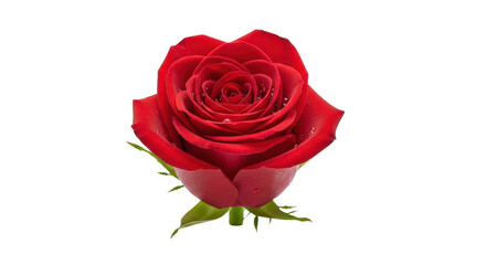 Single vibrant red rose bloom close-up isolated PNG with Transparent Background