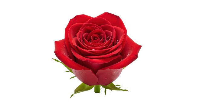 Single vibrant red rose bloom close-up isolated PNG with Transparent Background - Powered by Adobe