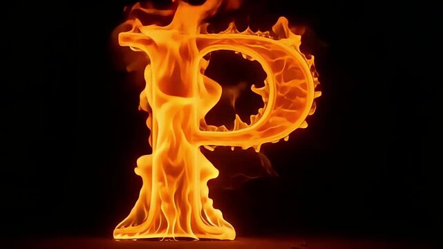 Dynamic fiery letter P animation with vibrant flames perfect for logos or branding projects