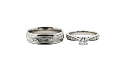 Pair of wedding rings symbolizing love and commitment isolated PNG with Transparent Background