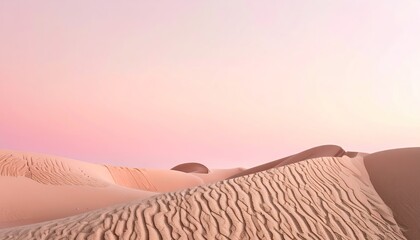 Pink and Beige Desert Dunes at Sunrise