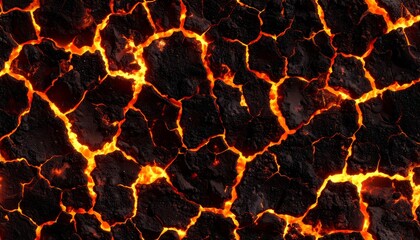Obraz premium Fiery Lava Texture Background with Glowing Cracks Intense Heat and Molten Rock