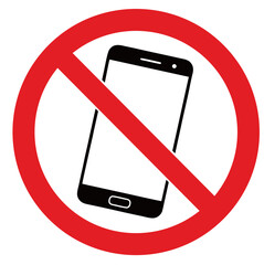 No calling mobile phone with prohibition sign red isolated on white background. Don't use mobile while driving a car. Icon vector Illustration