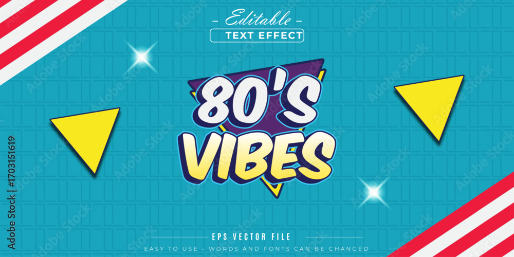 Poster neon 80's vibes editable text effect.