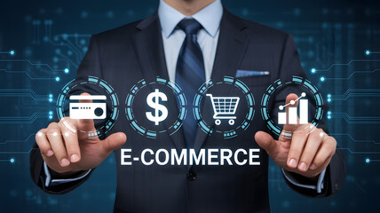 E-commerce futuristic interface business growth strategy online
