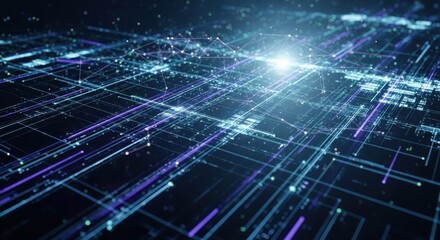 Abstract futuristic digital network, information and data connections