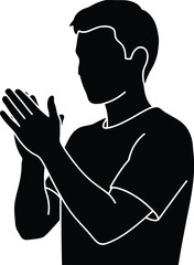 Silhouette of a man clapping hands applauding in silhouette form celebrating achievement or success vector