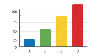 Bar graph illustration showing positive growth isolated PNG with Transparent Background