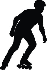 Silhouette of a person roller skating with inline skates dynamic movement captured vector
