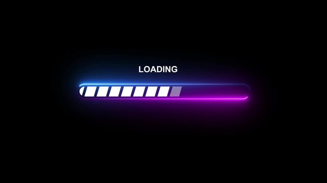 The white data loading bar indicates animation,alpha channel, precentage completion with blue and white design on black background