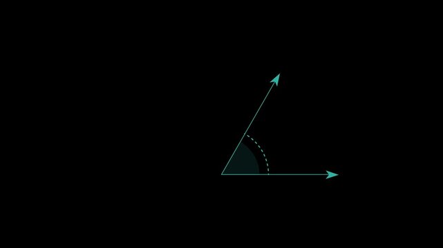 60 degree obtuse angle teaching measurement animation, Perfect for tutorials or visual explanations on incline dynamics alpha channel, on a black background.