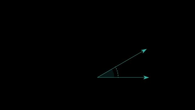 30 degree obtuse angle teaching measurement animation, Perfect for tutorials or visual explanations on incline dynamics alpha channel, on a black background.