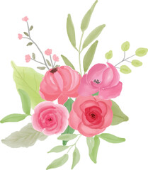 Fototapeta premium set of floral branch. flower pink. wedding concept with flowers, poster, arrangement for greeting card or invitation design