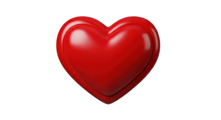 Glossy Red Heart 3D Render Isolated on White Background