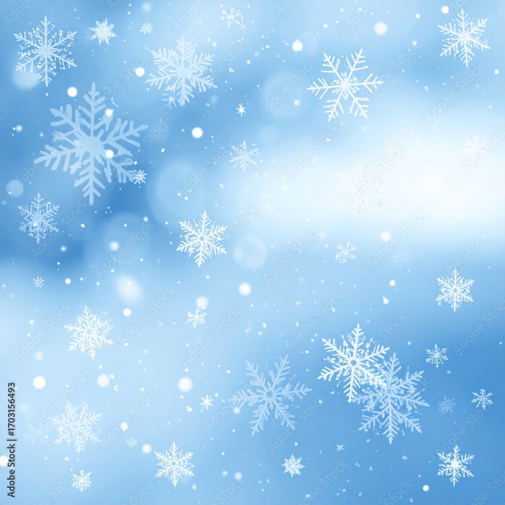 Poster Snowflake Pattern on Soft Blue Gradient Background for Winter Holidays