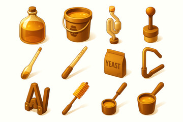 Honey and Brewing Equipment Icons