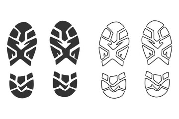 Footprint icon vector illustration, Trail shoes on white background.
