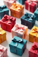 Obraz premium Set of miniature decorated gift boxes, various colors, package, diy