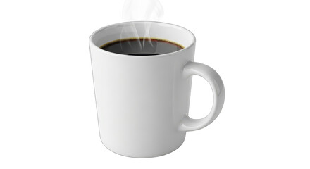 Obraz premium Blank White Ceramic Coffee Mug Mockup Isolated on White Background with Rising Steam