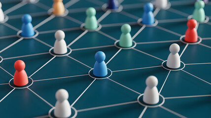 Diverse network connections visualized with colorful people icons